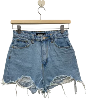 Missguided Blue Distressed Denim Shorts UK 4